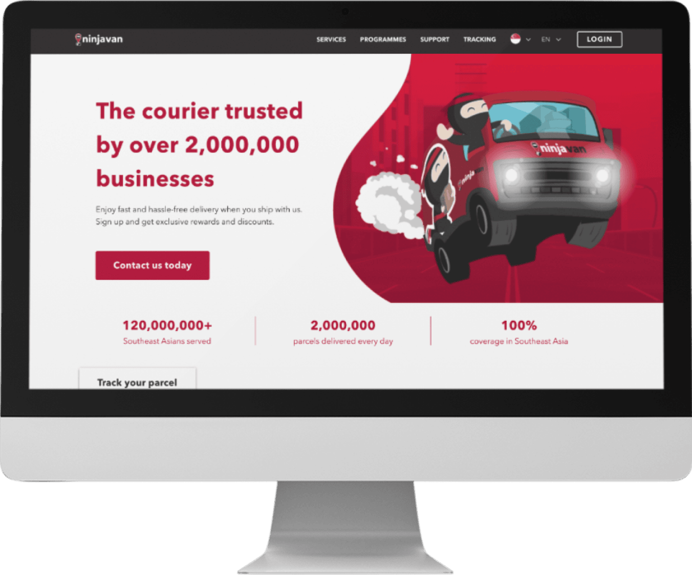 Screenshot of Ninja-van webapp user dashboard