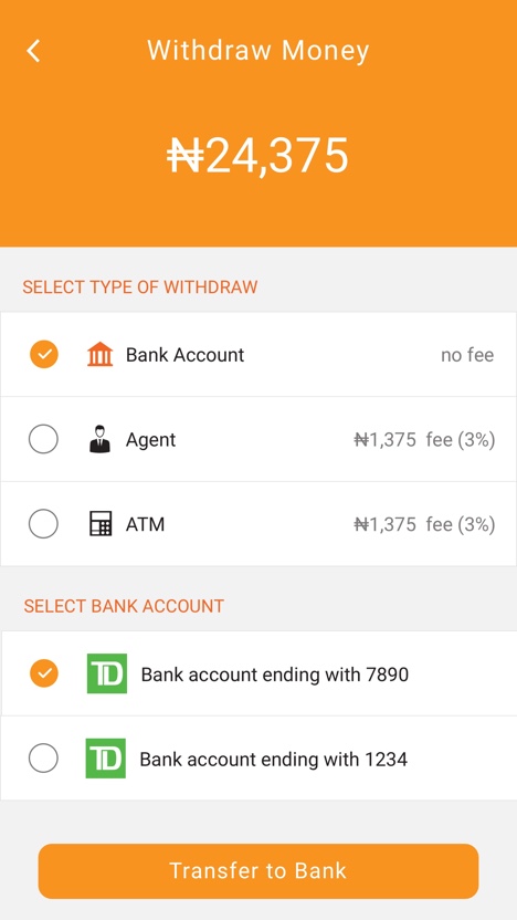 Screenshot of final UX/UI design for Paga mobile app, designed and developed by AgilityIO